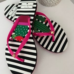 Kate Spade Cactus Striped Flip Flops Sz 7